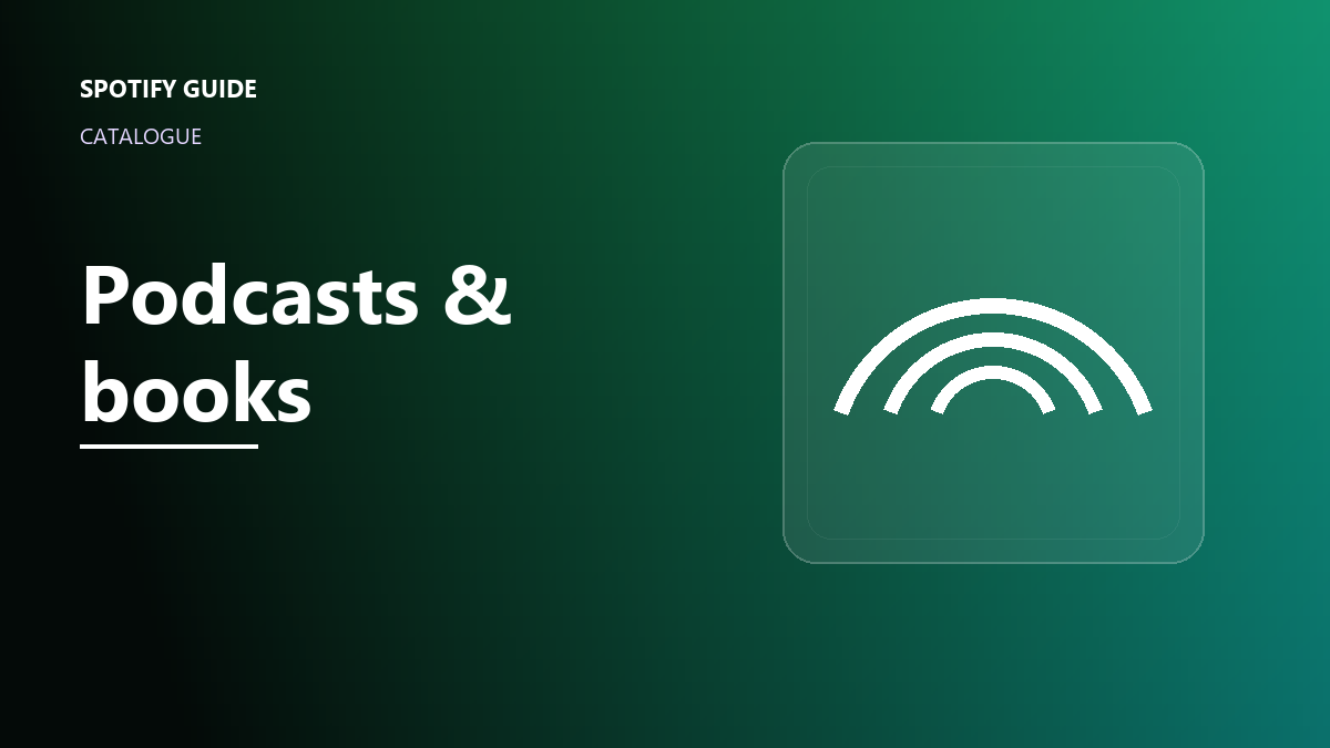 Spotify podcast and audiobook library shown on a tablet